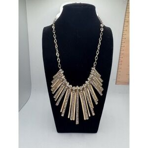 Ella Euro New Rhinestone Waterfall Fringe Gold Tone Bib Necklace With Earrings